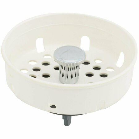 ALL-SOURCE 3-1/2 In. White Plastic Basket Strainer Stopper 462764